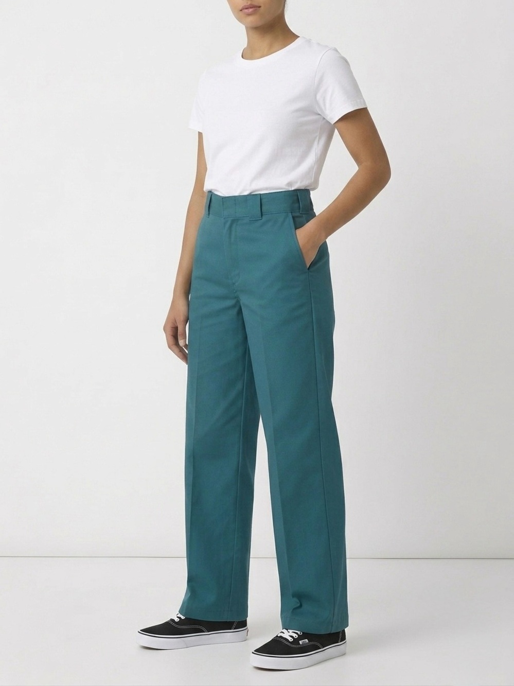 Dickies 874 High Rise Wide Leg Work Pants Teal Blue Green Women's Size 12 EUC